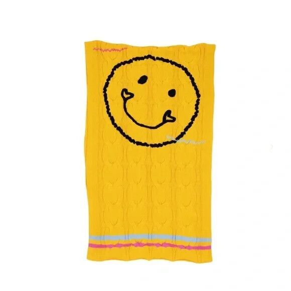 KERRI ROSENTHAL Womens Scarf Yellow Smiley Happy Face WELL LOVED 66x18.5 $348 - Picture 2 of 8